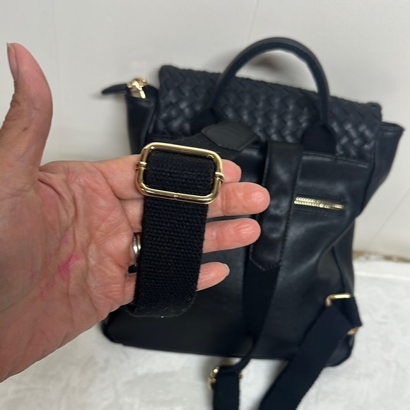 Moda Luxe Black Weaved  Backpack - Picture 4 of 13